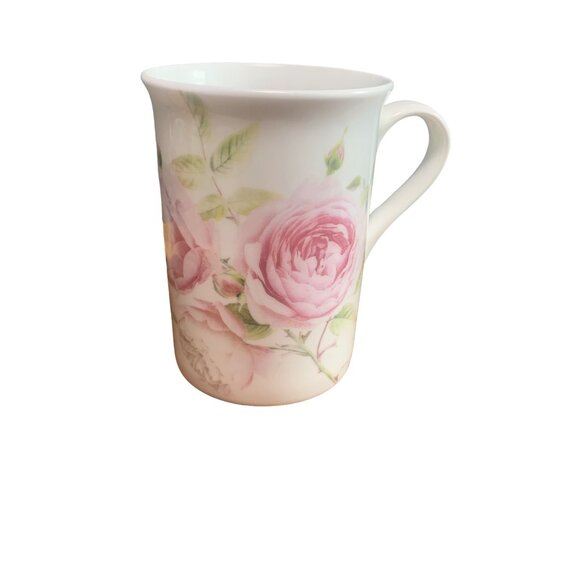 Stechcol Bone China Mug With Pink Roses & Green Leaves - Picture 1 of 10